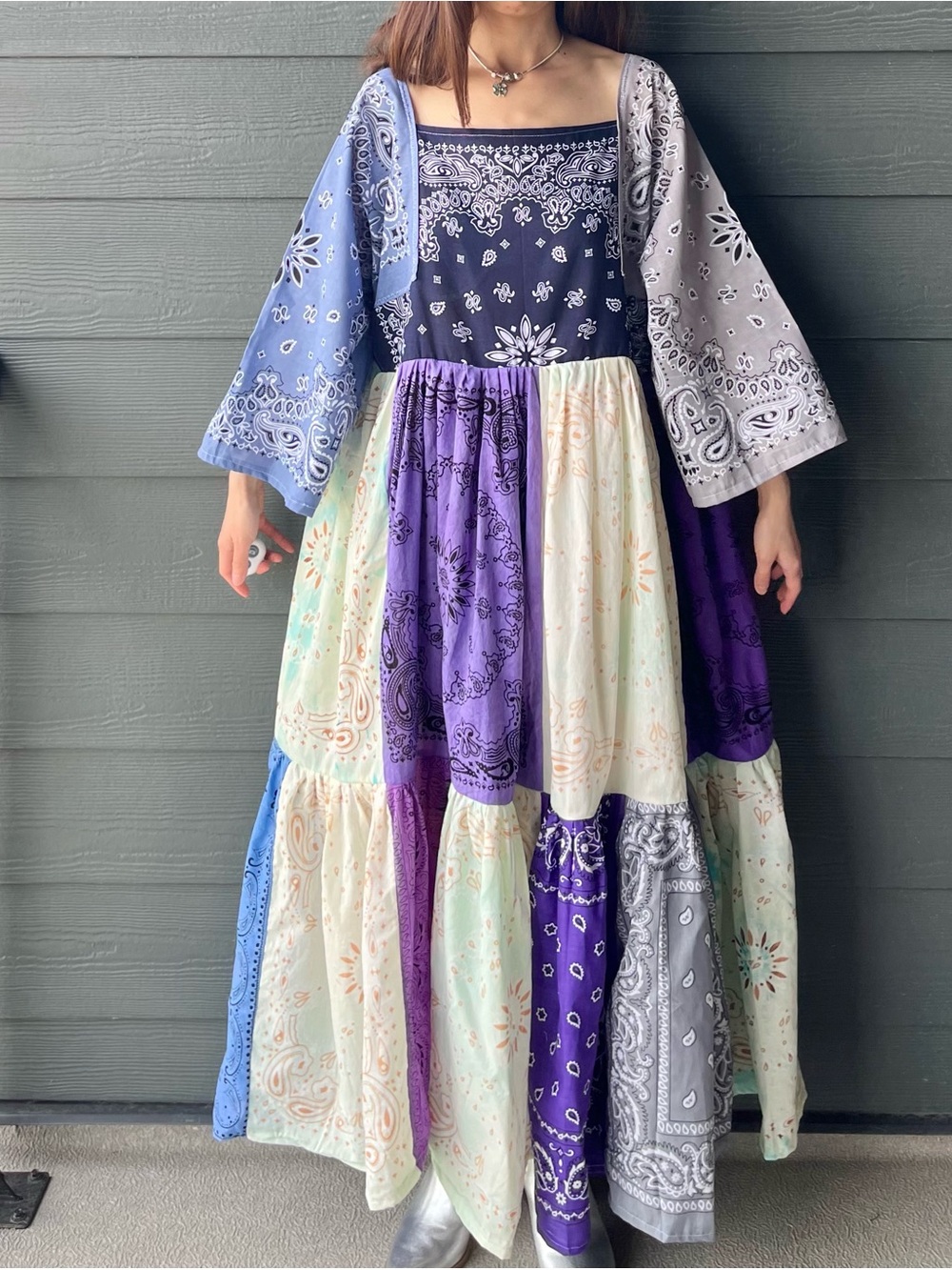 The Periwinkle Meadow | Handmade Voluminous Bandana Dress SKU 06263 - Picture 15 of 16